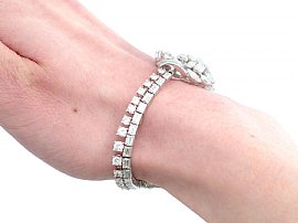 Estate Diamond Bracelet Platinum Wearing Side On 