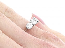 White Gold Diamond Trilogy Ring on the hand