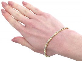 18k Yellow Gold Diamond Bracelet Wearing 