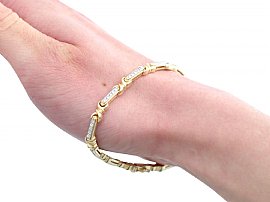 18k Yellow Gold Diamond Bracelet Wearing Side On 