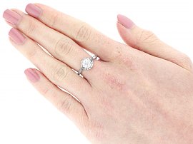Antique 1 Carat Solitaire Diamond Ring Wearing Image