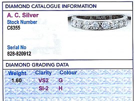 Eternity Ring Diamond Grading Certificate