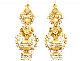 Pearl Tassel Gold Earrings Antique