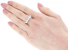 1.46 ct Five Stone Diamond Ring Vintage Wearing Image