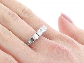 Five Stone Diamond Ring Vintage on the Hand
