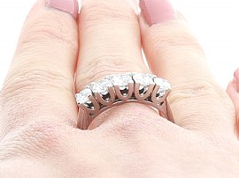 Five Stone Diamond Ring Being Worn