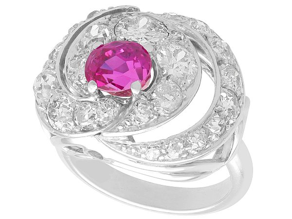 Vintage Pink Sapphire and Diamond Ring