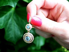 Vintage Aquamarine and Diamond Earrings