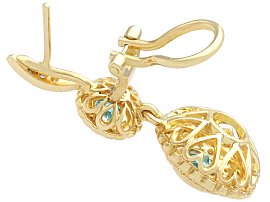 Vintage Yellow Gold Aquamarine Earrings
