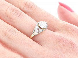 1920s Solitaire Diamond Ring Yellow Gold Wearing Side On 