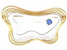 0.22ct Sapphire, 18ct Yellow and White Gold Brooch - Art Nouveau - Vintage Circa 1960