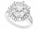 3.56 ct Diamond and 18 ct White Gold Cluster Ring - Vintage Circa 1960