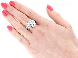 18k White Gold Diamond Cluster Ring Wearing Image