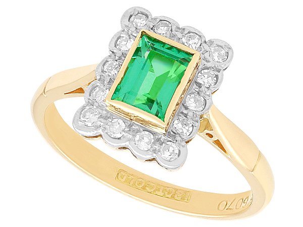 Rectangular Cut Emerald Ring Antique