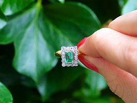 Rectangular Cut Emerald Ring Antique Outside 