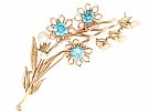 1.61ct High Zircon and Pearl 18ct Yellow Gold Brooch - Vintage Circa 1950