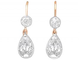 3.58ct Diamond and 9ct Yellow Gold Drop Earrings - Antique Circa 1930