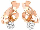 1.00ct Diamond, 15ct and 12ct Rose Gold Clip On Earrings - Antique Circa 1930