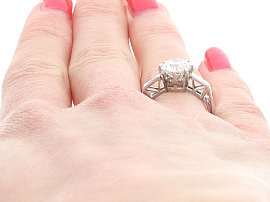 Diamond Engagement Ring in Platinum on the finger