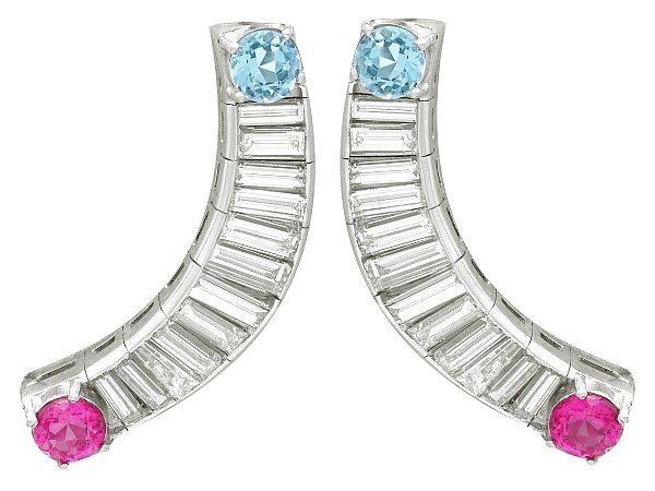 Curved Diamond and Gemstone Earrings