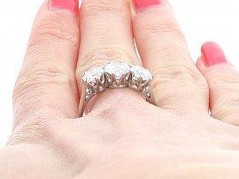 Platinum Trilogy Diamond Engagement Ring Being Worn