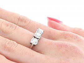 White Gold Diamond Trilogy Ring on the hand