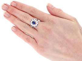 Art Deco Sapphire and Diamond Ring Wearing Image