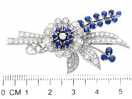 Vintage Sapphire and Diamond Brooch Size 