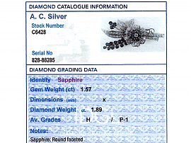 Vintage Sapphire and Diamond Brooch Grading Data