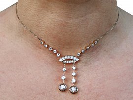 2 Drop Diamond Necklace Antique