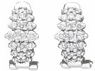 1.05 ct Diamond and 14 ct White Gold Cluster Earrings - Vintage Circa 1980
