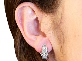 Linear Diamond Earrings White Gold Wearing Image