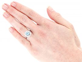 Vintage Aquamarine Engagement Ring Wearing 