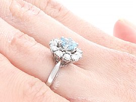 Vintage Aquamarine Engagement Ring Wearing Side On 