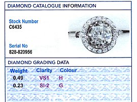 Art Deco Diamond Cluster Ring grading card