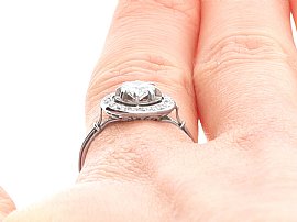 Art Deco Diamond Cluster Ring on Finger