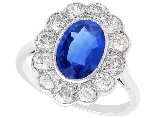Antique Blue Sapphire and Diamond Ring UK