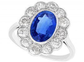 Antique Blue Sapphire and Diamond Ring UK