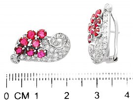 Ruby and Diamond Antique Earrings Size 