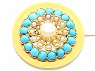 2.70ct Turquoise and Pearl, 21ct Yellow Gold Brooch - Antique Circa 1890