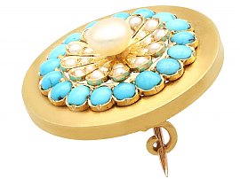 Turquoise Round Brooch