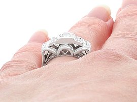 Multi Stone Diamond Dress Ring Wearing Close Up 