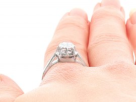 0.33 Carat Diamond Engagement Ring Wearing Close Up 