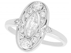 0.82 ct Diamond and 18 ct White Gold, Platinum Set Dress Ring - Antique Circa 1925