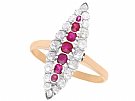 0.95ct Ruby and 1.42ct Diamond, 18ct Rose Gold Dress Ring - Antique Circa 1890