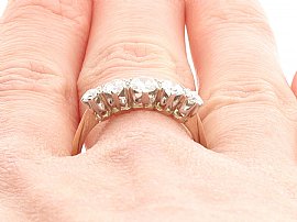 Five Stone Diamond Ring on the Hand