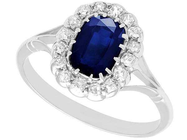 Cushion Cut Blue Sapphire and Diamond Ring 
