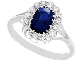 Cushion Cut Blue Sapphire and Diamond Ring 
