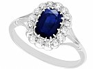 1.55ct Sapphire and 0.36ct Diamond, 18ct White Gold Cluster Ring - Antique Circa 1930