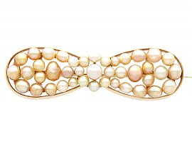 Natural Pearl and 15ct Yellow Gold Brooch - Antique Circa 1895